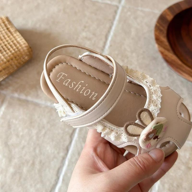 Summer Princess Sandals For Girls Korean Trend Fashion Girl's Sandal Anti-slippery Soft-soled Leather Footwear For Kids