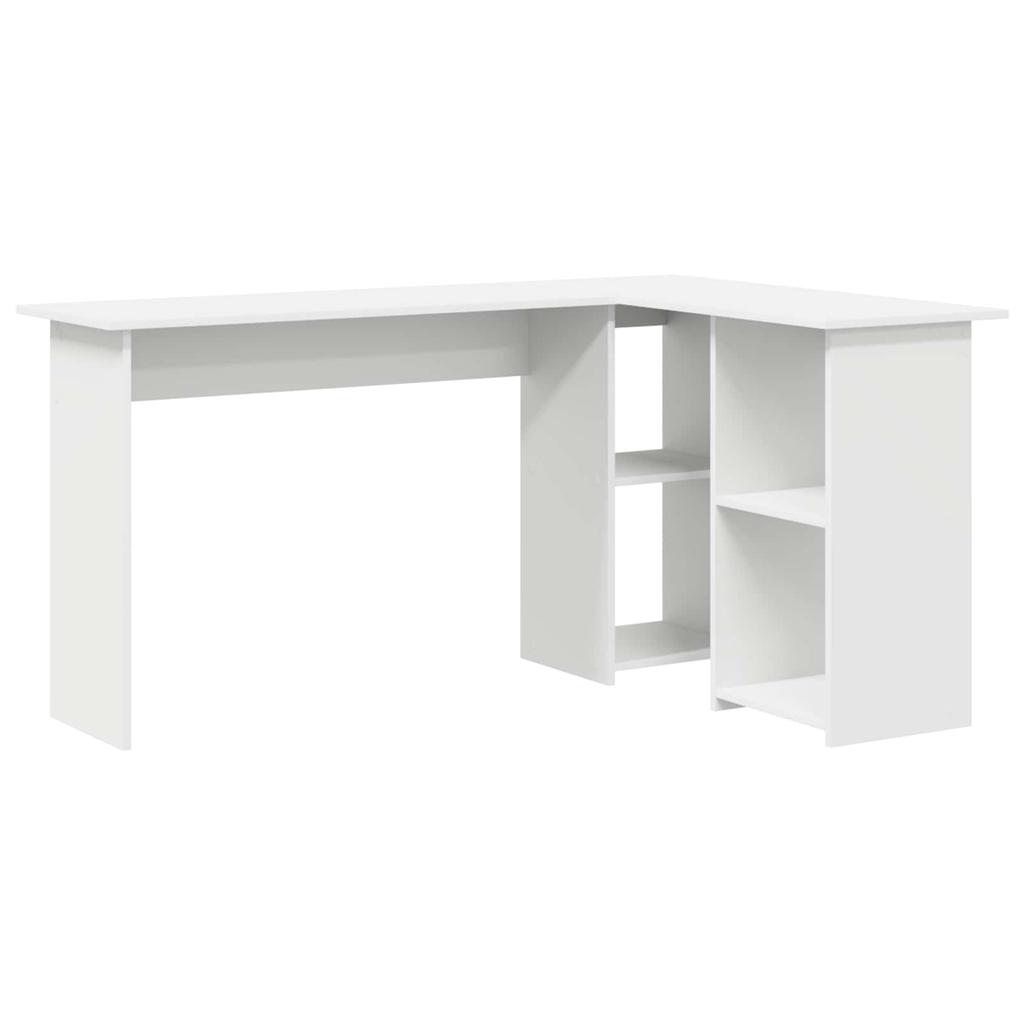 White Corner Desk with Shelf 142 x 102 x 73 cm Engineered Wood