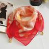 Luxury Silk Scarf Printed Small Square Scarf Fashion Magnetic Buckle Scarf  For Women