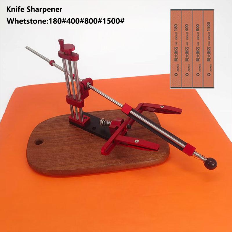 Red Fixed Angle Knife Sharpener - Adjustable Precision Sharpening Tool for Kitchen Knives, Easy to Use Sharpening System