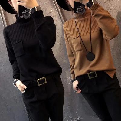 Damen Herbst- und Winter Lockerer Pullover mit mittelhohem Kragen