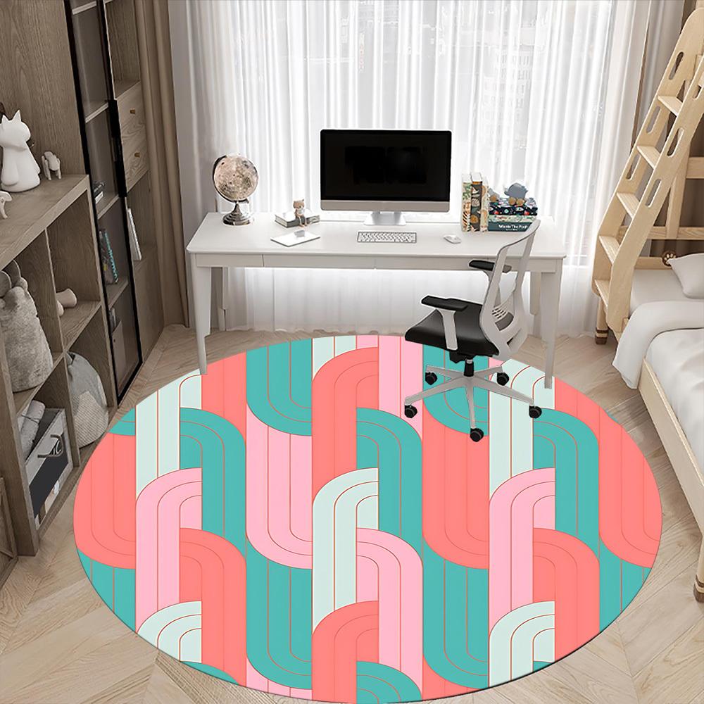 1pc Abstract Patterns Office Round Area Rug, Indoor Mat Suitable For Office, Under Office Chairs Bedroom Living Room Home Decor, Room Deco159