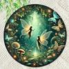 VANRISEN Vintage Fairy Forest Round Metal Tin Sign Fantasy Animal Plant Wall Art Kids Room Garden Porch Decor