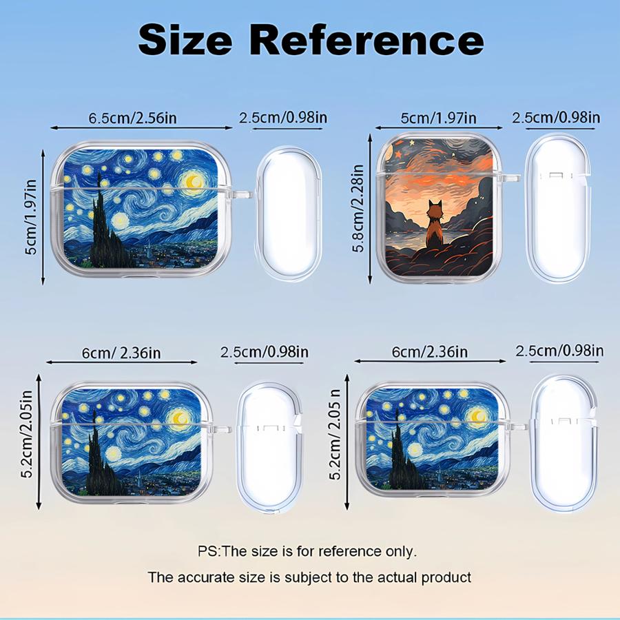 Case For Airpods 4 3 Pro2 Pro3 1 2 Pro Clear Earphone Cases Cover Artistic Aesthetic Patterns