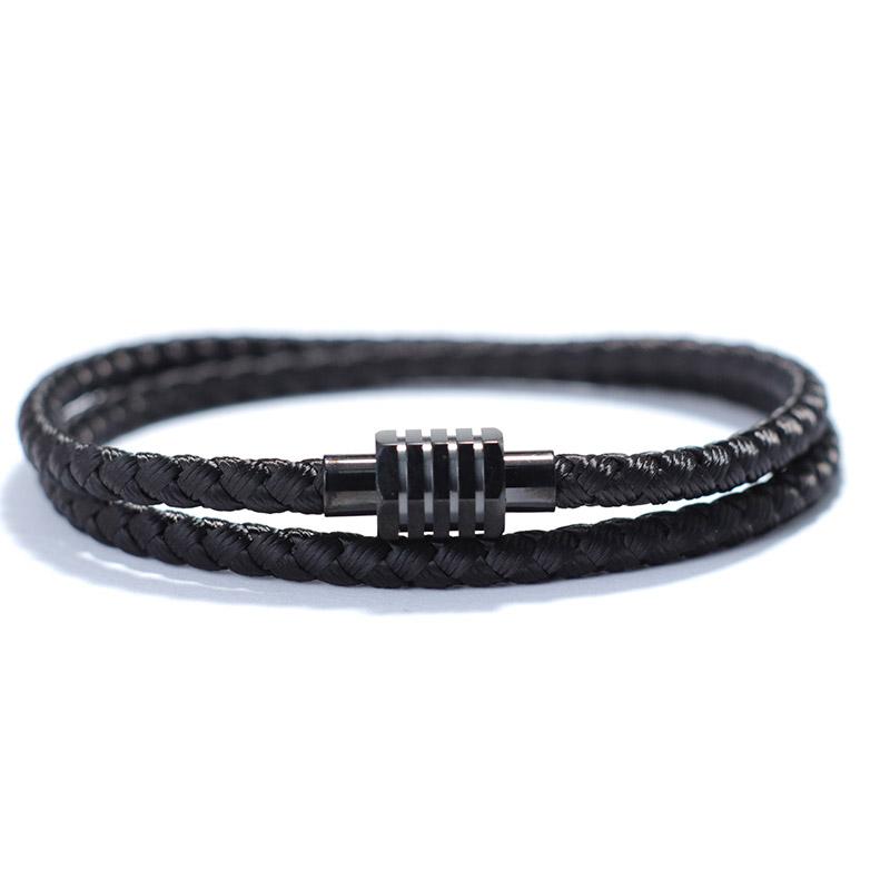 

New Trendy Men Bracelet With A Grade 4mm Keel Rope Unfading Multiple Colors Available Stainless Steel Magnet Buckle Pulseria чёрный