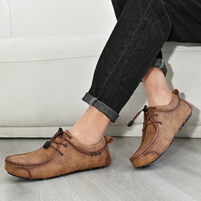 Handgefertigte Lässige Lederschuhe Herren Loafer Bequeme Mokassins Herren Flache Schuhe Übergröße 47 Leder Herrenschuhe