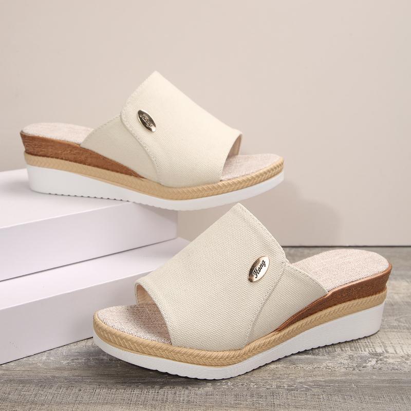 Modă 2024 Noi Sandale cu Platformă pentru Femei Vară Simple Toc Pană cu Vârf Decupat Sandale Gladiator Femeie Anti-Alunecare cu Talpă Groasă Pantofi de Plajă