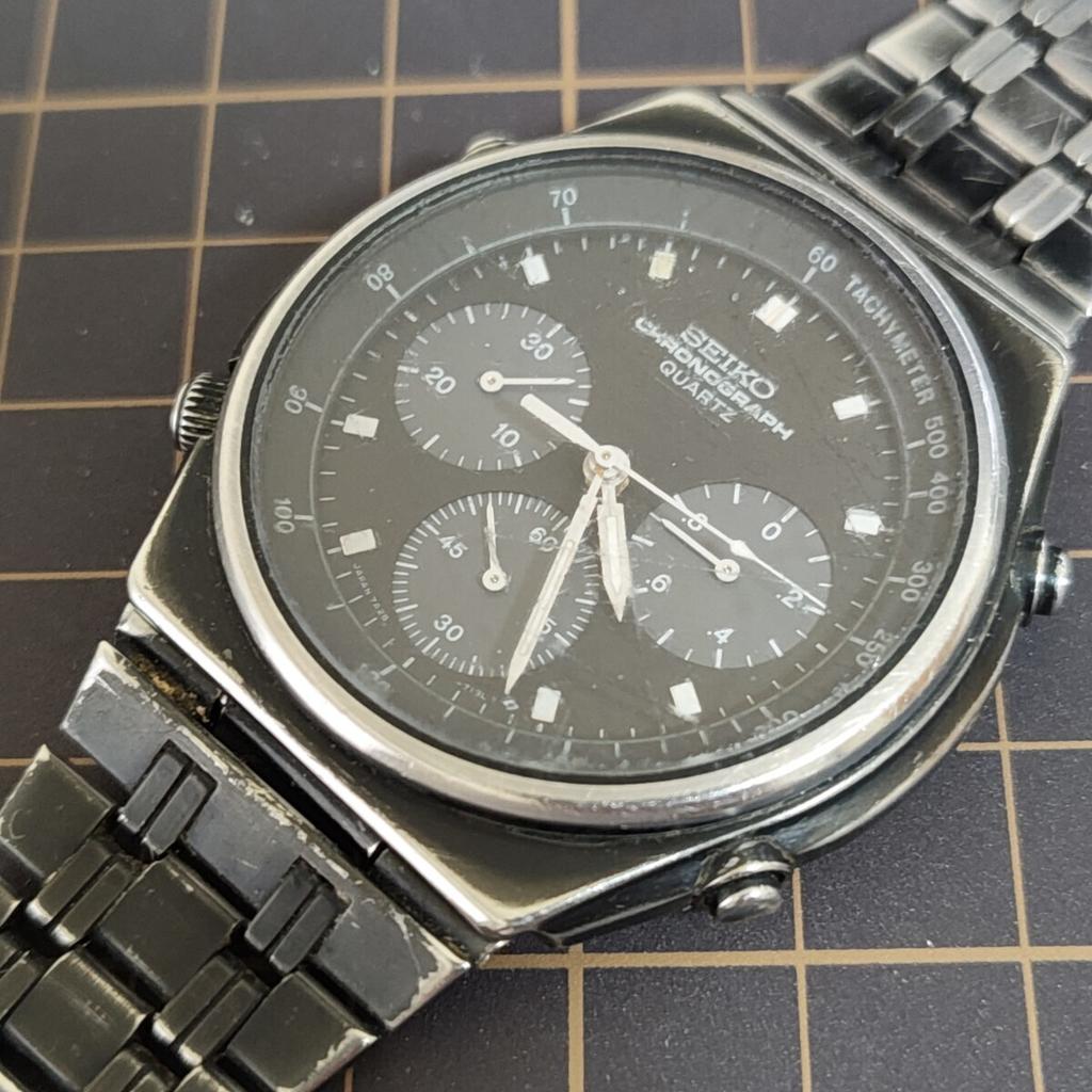 SEIKO SPEEDMASTER Speedmaster Black Dial Chronograph Watch [Working Condition] 7A28-7110 Men's (Management Code K26Z)