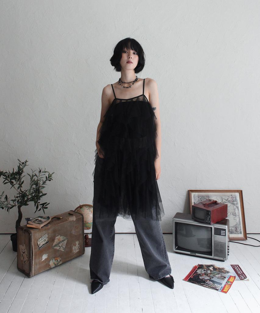 RUBATI Airy Tulle Lace Layering Dress_Black
