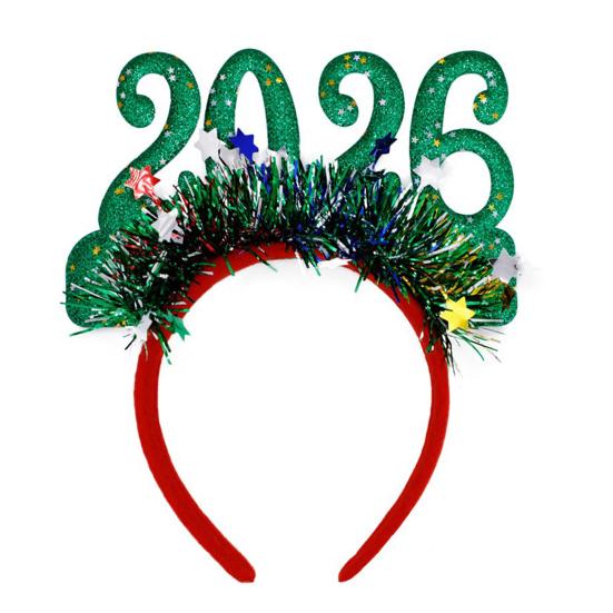 2026 Shiny New Year Hairband Glitter-Coated Headband Sparkling Numbers Design Hair Hoop Festive Hair Accessory