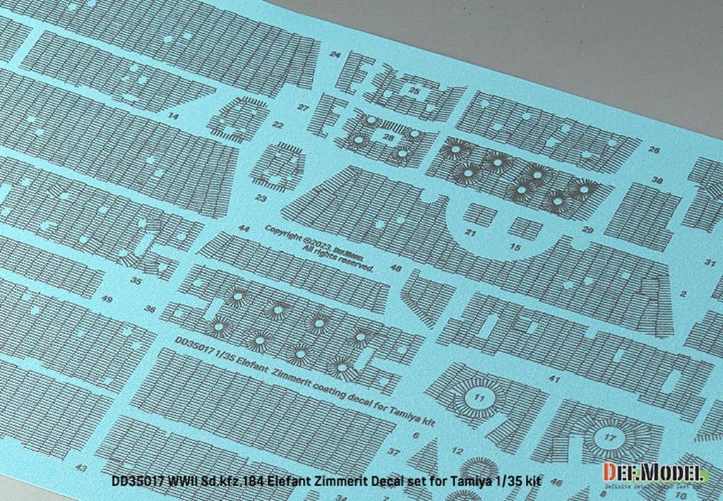 Defmodel German Elephant Heavy Tank Destroyer Zimmerit Coating Decal Set Plastic Model Decals DD35017 1/35 Sd.Kfz.184 (for Tamiya)