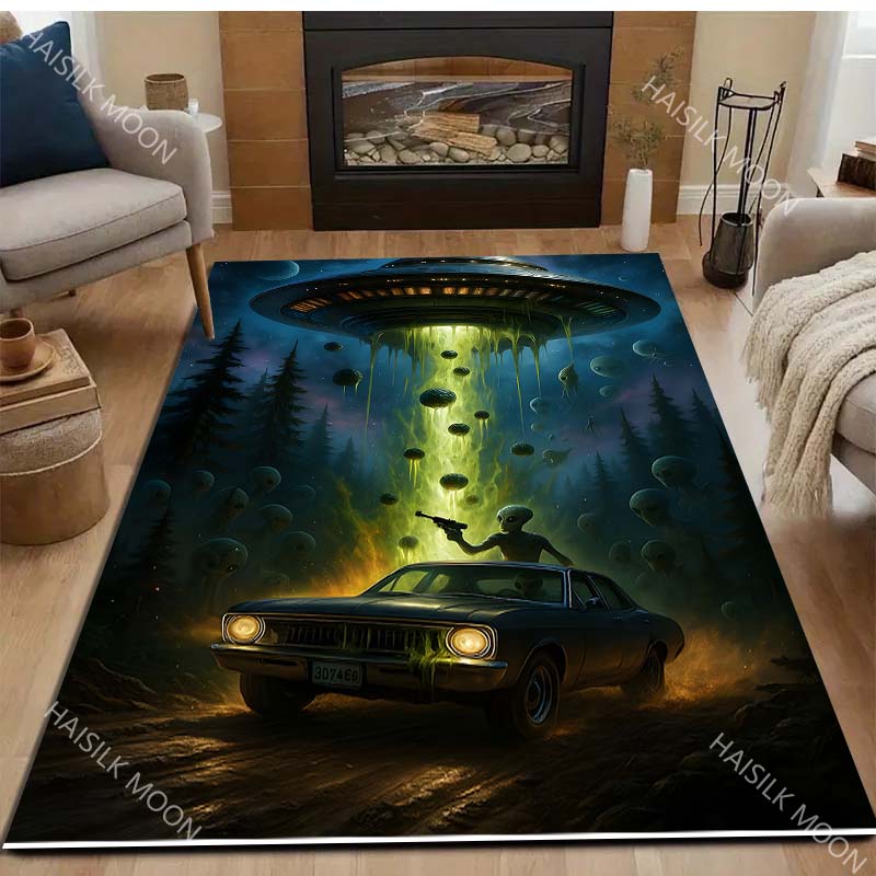 UFO Alien Creative Pattern Carpet for Living Room Bedroom Bedside Floor Mat Sofa Table Area Rugs Home Decor Large Size