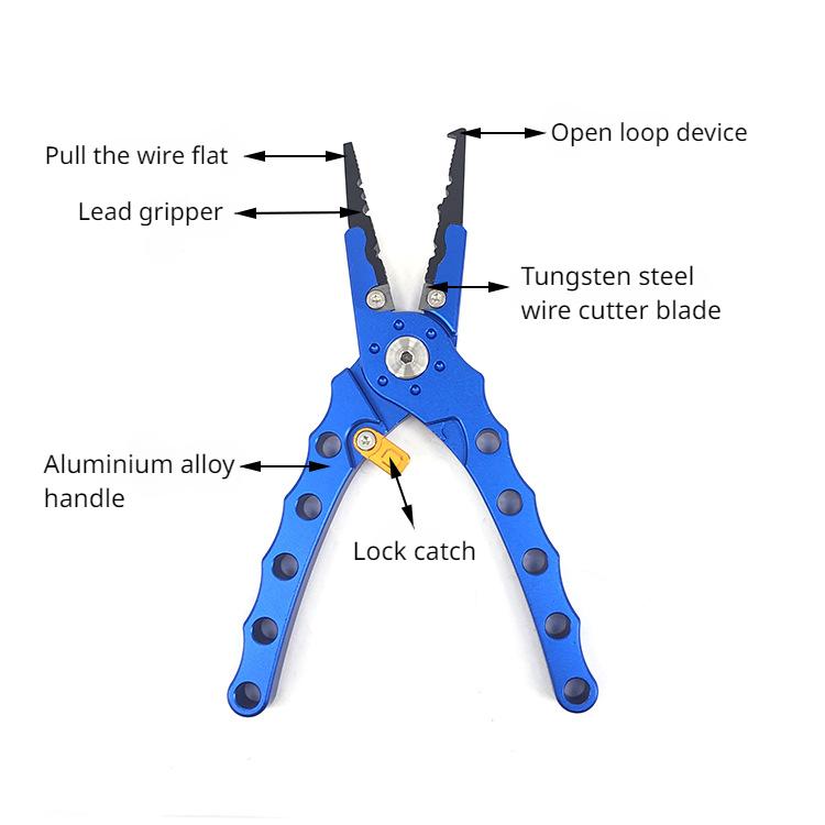 Aluminum Alloy Lure Pliers Controller Upper Ring Open Loop Cut Wire Clamp with Lock Fishing Clamp Fishing Tool