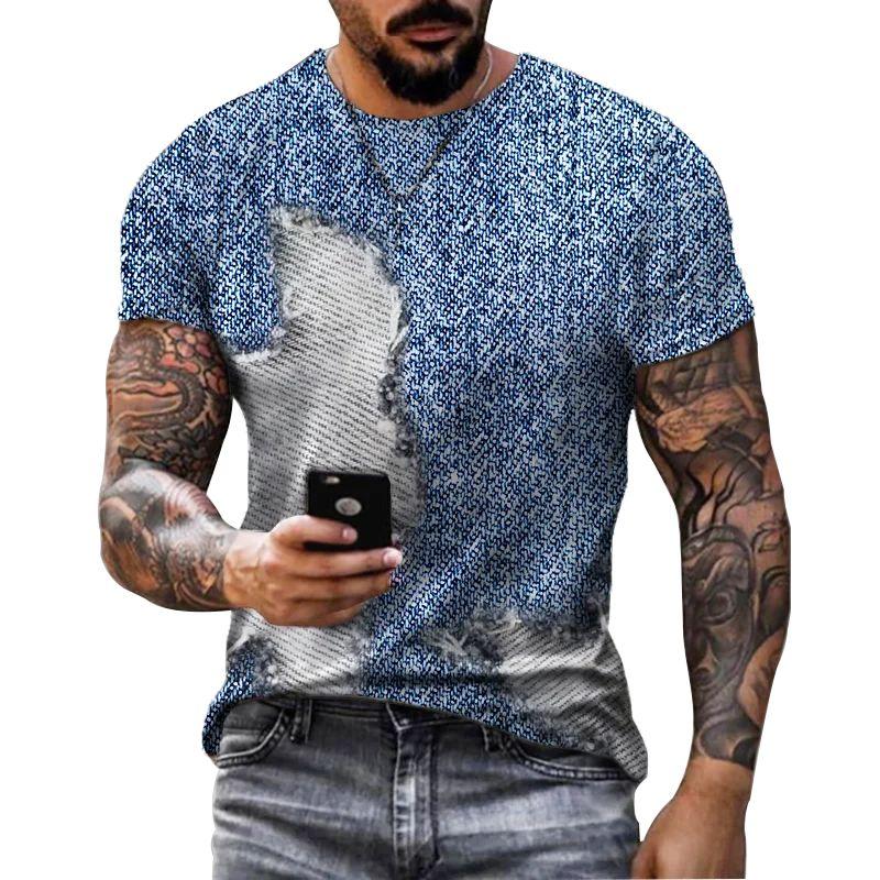 T-shirt d'été à manches courtes et col rond pour homme, motif créatif, style rétro, imprimé en 3D, ample, grande taille