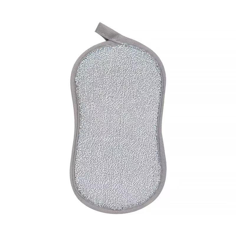 Non-scratch Double-sided Dishwashing Sponge with Steel Wire Scrubber for Pots and Bowls