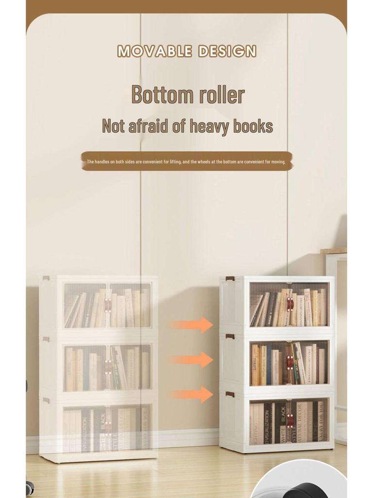 Foldable Children's No-Assembly Dustproof Bookshelf & Floor-Standing Multi-Layer Storage Rack