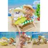 Bear Seaside Embroidered Plush Keychain With Straw Hat Take Guitar And Grass Skirt Designfor Bag Decor