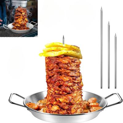 Gyropfanne mit Spieß, Gyro-Kochplatte, vertikale Spießpfanne für den Ofen, vertikale Drehspießpfanne, 304 Edelstahl, vertikale Spießpfanne, Grillzubehör