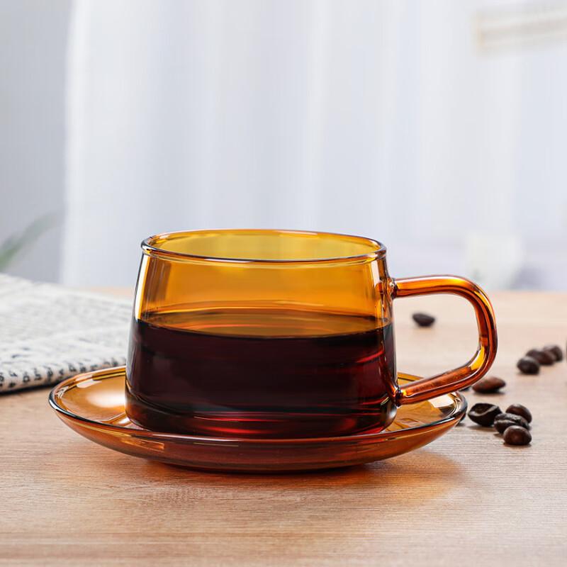 Colored Glass Coffee Cup with Saucer
