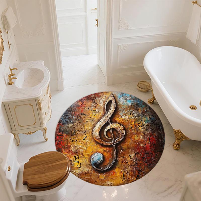 Musical Notes,Round Area Rug,Carpet Rug for Living Room Bedroom Sofa Playroom Decor,Non-slip Floor Mat
