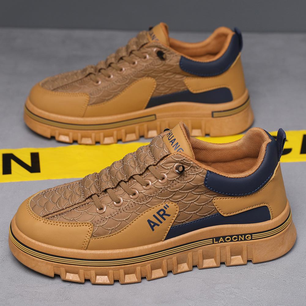 Men's Waterproof Leather Slip-on Casual Sneakers, Autumn Fashion, Versatile Thick-soled Sport Shoes