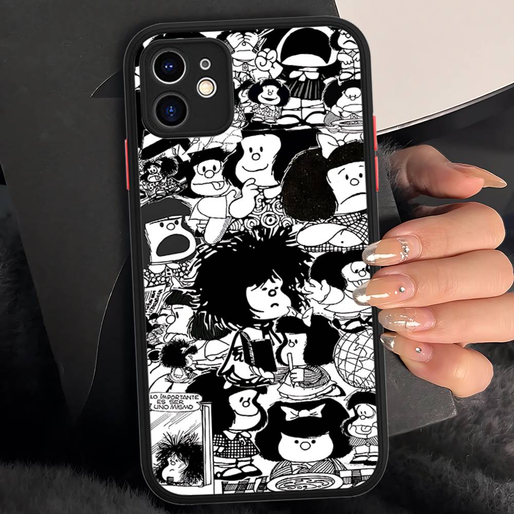 

Cartoon Mafalda Matte Translucent Phone Case For Iphone 16 ProMax 15 14 13 12 11 X XS PRO Plus iphone 14pro max