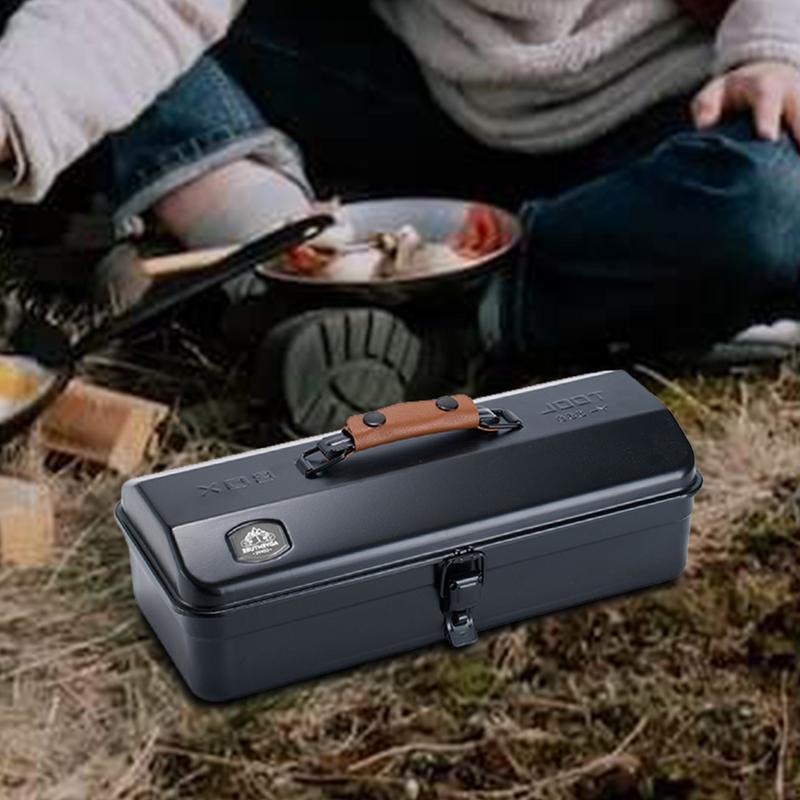 Outdoor Toolbox with Stickers Miscellaneous Tool Storage Box Camping Portable Handheld Metal Storage Box