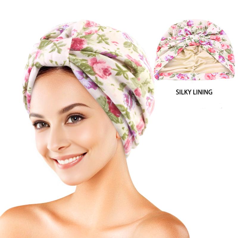 Neuer Turban mit Blumenmuster, plissiert, Beanie mit Knoten, elastisches Stirnband, lässige Kopfbedeckung, elegante Damen-Chemo-Kappe, Bandana-Kopfbedeckung