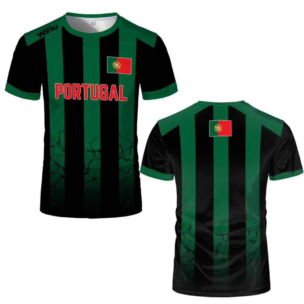2026 New Portugal Flag Print T-shirt Summer Breathable Quick Drying Football Jersey Unisex Crew Neck Casual Sports Top Men Women
