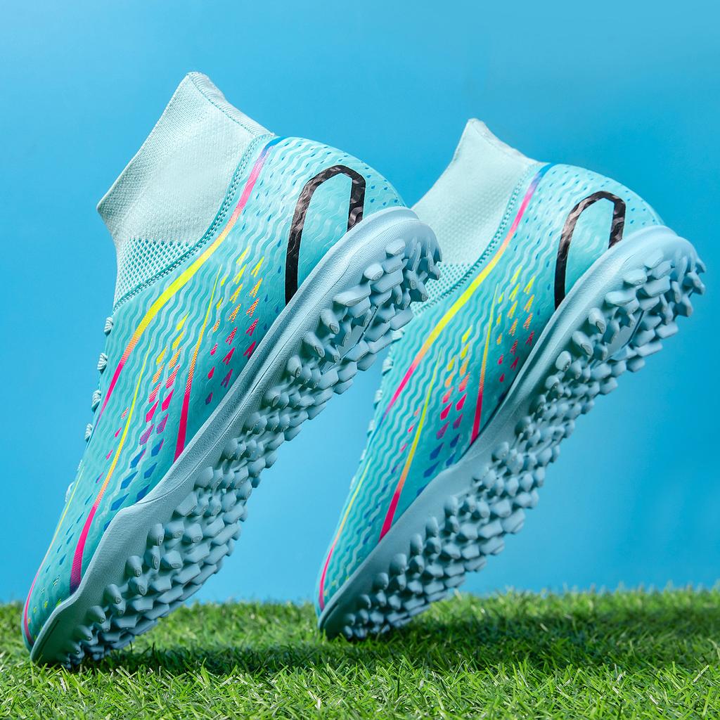 High-top football shoes men's and women's broken nails tf artificial turf AG nails student leather foot training football shoes