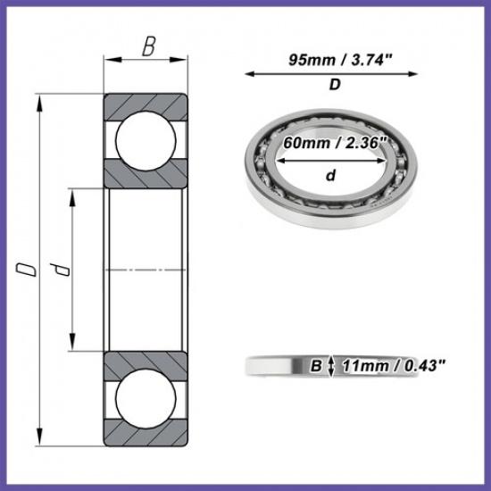 16012 Deep Groove Ball Bearings P0 60x95x11mm Scooter Skateboard Wheel