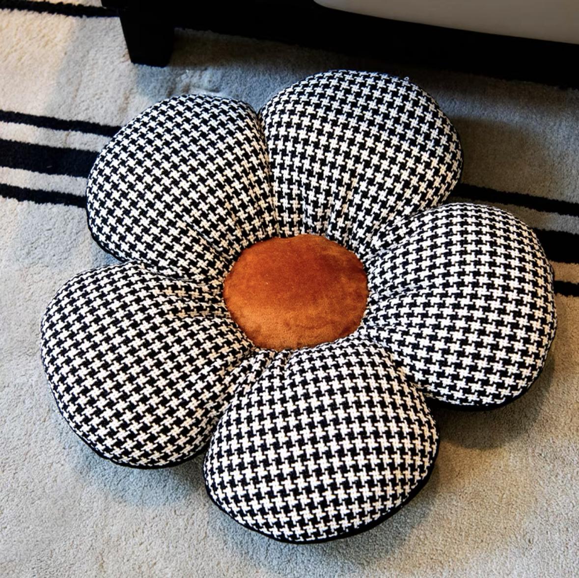 

Фаршированная черно-белая подушка с цветком «гусиные лапки» для девочек, декор для комнаты, эркер, установка для детей, подушка для сиденья в спальне about 42-45cm