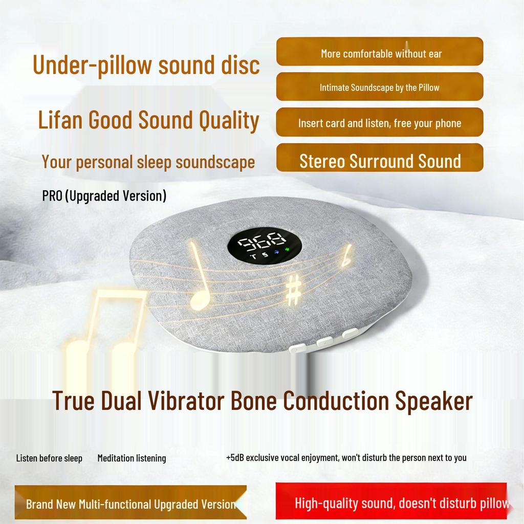 Bone Conduction Bluetooth Sleep Speaker: Under-Pillow White Noise & Music Device
