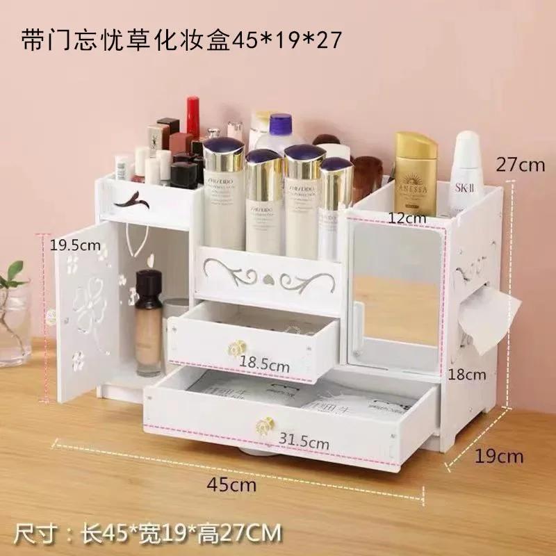 Large Dressing Table With Mirror And Drawer Storage Makeup Bedroom Furniture Desktop Storage Makeup Vanity Box Home Furniture