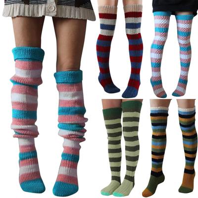 Women Thigh High Socks Leg Warmers Socks The Girls Warm Thigh Over Knee Long Christmas Cable Knit Socks