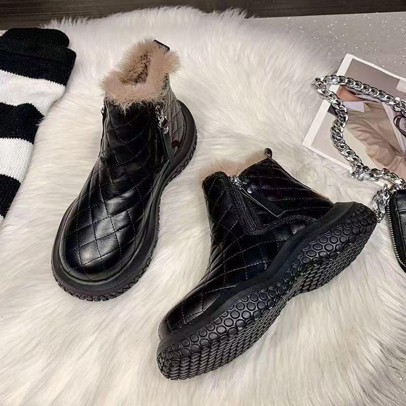 Iarnă nou cizme scurte lână îngroșată blană integrată pantofi de damă cizme de zăpadă pantofi scurți de bumbac termic pentru femei
