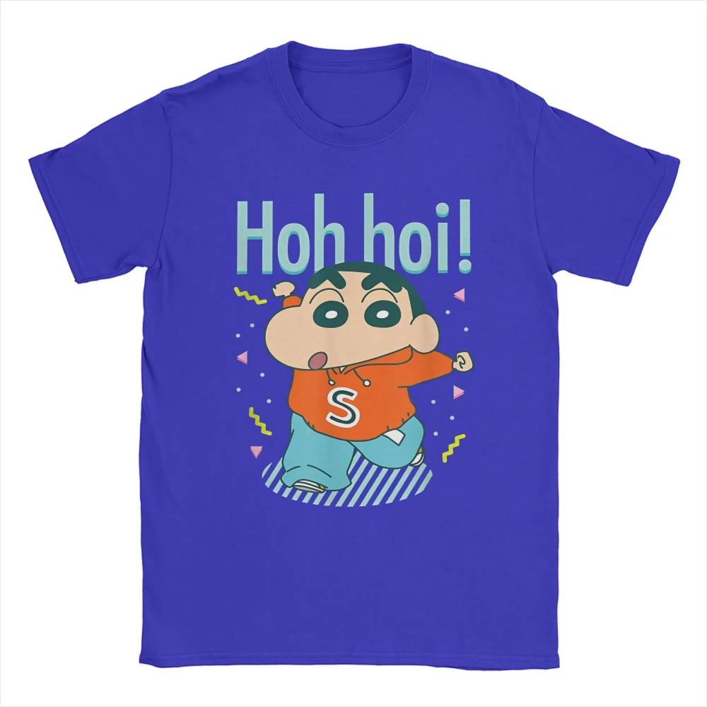 Men's T-Shirts Crayon Shin-chan Hohhoi Casual Cotton Tees Short Sleeve Funny Cute Celebration T Shirts O Neck Clothing Classic