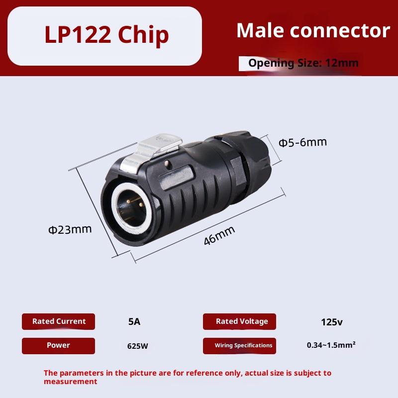 LP12 LP16 Panel Mounted Power Connector Set, Welding-Free, IP68 Waterproof, Consists of Plug and Socket, 2/3/4/5 Pin