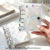 A5A6 Portable Transparent Snap Button Planner Cover with Laser Heart Design, A7M5 Card Holder, and Sticker Storage Album