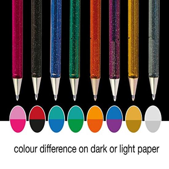 Pentel Hybrid Dual Metallic Liquid Gel Roller Pen Sparkling Metallic Colors YK110/8-M - 8-Pack,