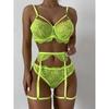Sexy Lace Lingerie Three-Piece Set Sexy Women's Lace Pure Color Intimates Three-Piece Set