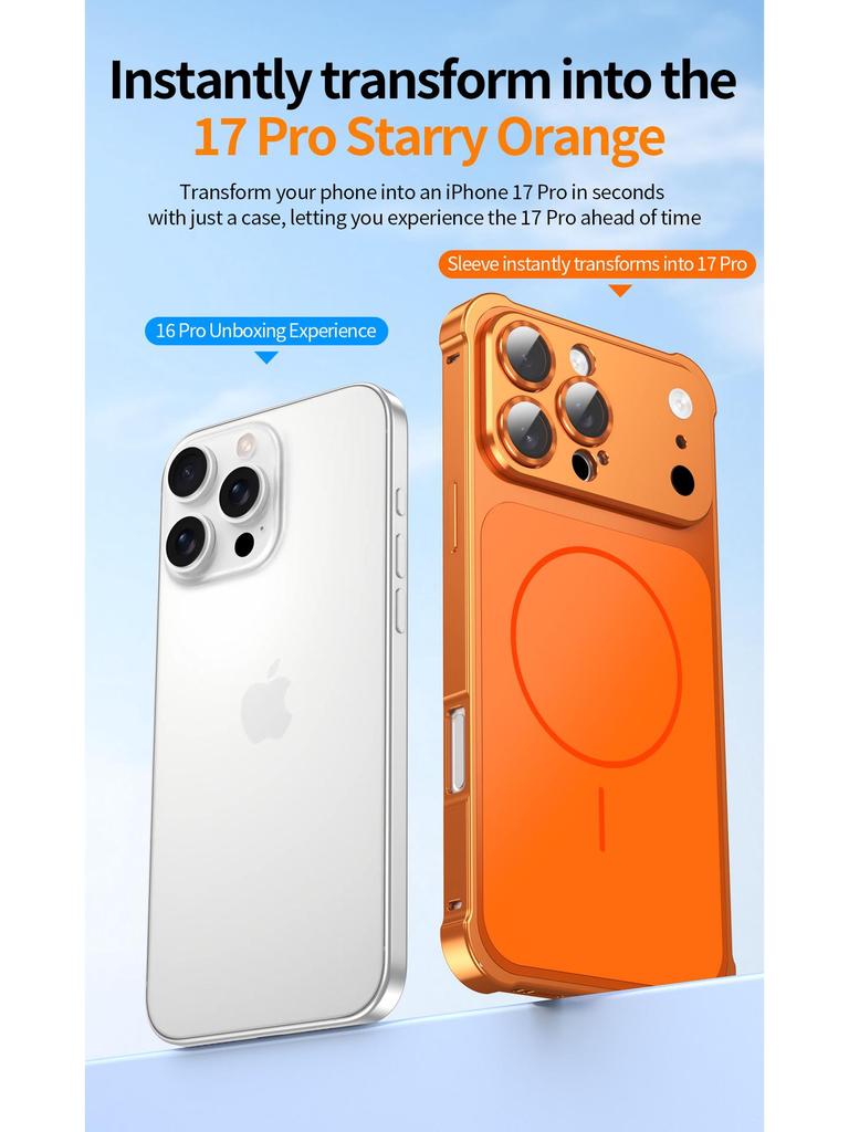 iPhone 16 Pro Max Metal Frame with Magnetic Adsorption & Lens Protection for iPhone 17