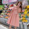 Small Fresh and Sweet Age-reducing Maternity Dress Women's Summer Bow Doll Collar Loose and Thin Large Size Maternity Dress