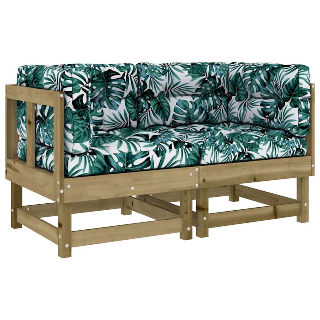 Corner Sofa Set with Cushions 2 pcs Pressure Treated Pine Wood