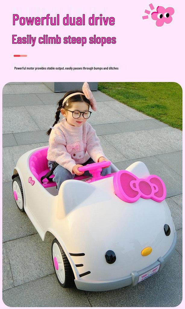 Hello Kitty Children's Electric Four-Wheel Ride-On Car with Remote Control
