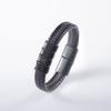 Anti-static Men's Stainless Steel Leather Magnetic Bracelet - European Retro Style