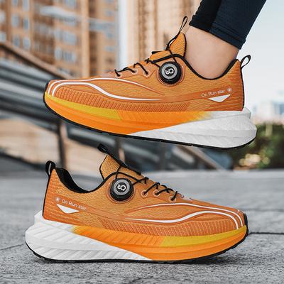 Rotating Button Casual Sneakers Comfortable and Breathable Lace-up-free Men's Shoes Popcorn Non-slip Shock-absorbing Couple Running Shoes