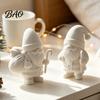 Personalized Christmas Gift 3D Printed Santa Claus Figure for DIY Painting, Tabletop Small with Cane Ornament, White Resin Figurine Holiday Desk Shelf