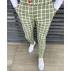 Men's Fashion Stretch Dress Pants Slim Fit Plaid Pants Business Suit Pants Casual Golf Pants