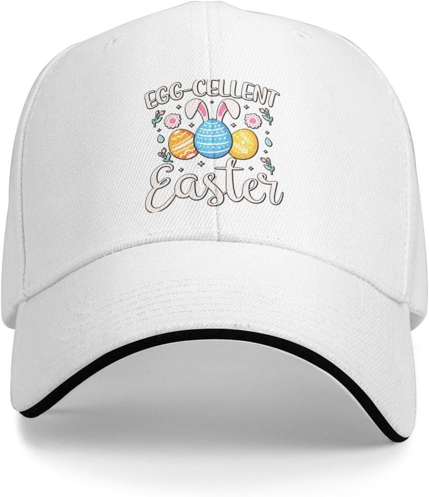 Egg Cellent Easter Baseball Cap Polyester Print Casual Adjustable Baseball Hat for Adults